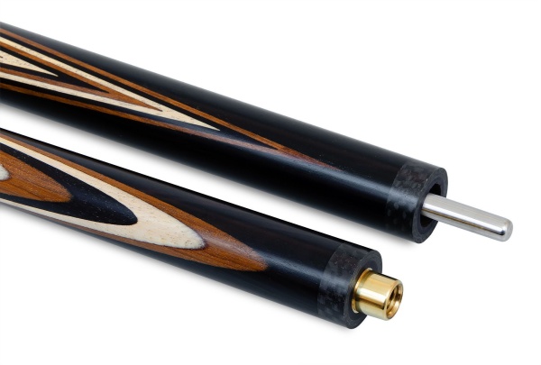 Двухсоставной бильярдный кий для русской пирамиды Weekend "Классика" (термограб черный, белый) 13 запилов