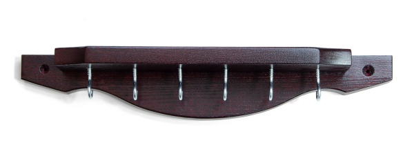 Киевница навесная из ясеня, с крюками (на 6 киев, цвет махагон)