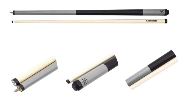 Двухсоставной бильярдный кий для пула "Rasson A" (серо - черный) с оплеткой экокожа